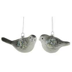 Item 171048 thumbnail Silver Glass Bird Ornament