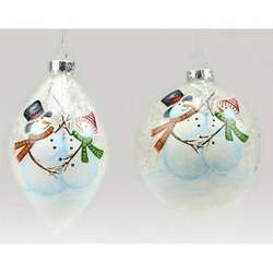 Item 171052 Glass Snowman Ball And Finial Ornament