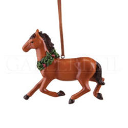 Item 177325 Brown/Black Horse With Wreath Ornament