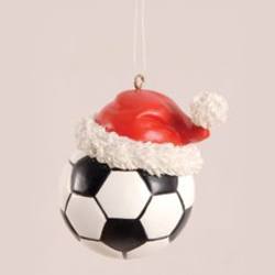 Item 177547 Soccer Ball With Santa Hat Ornament