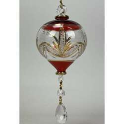Item 186044 Christmas Red Gold Etched With Crystal Ornament