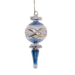 Item 186091 Blue/Gold Etched Ball With Scepter Drop Ornament