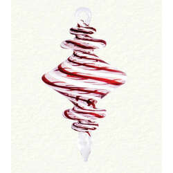 Item 186104 Red and White Striped Diamond Finial Ornament