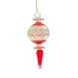 Item 186107 Christmas Red/Gold Etched Ball With Scepter Drop Ornament