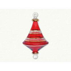 Item 186118 thumbnail Christmas Red Triangle With Gold Bands Ornament