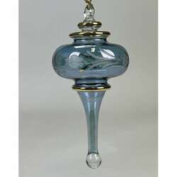 Item 186123 Blue Clear Etched Finial Ornament