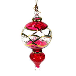 Item 186157 Christmas Red Sm Gold Etched Ornament