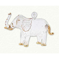 Item 186191 Clear/Gold Elephant Ornament