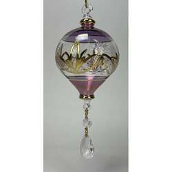 Item 186238 thumbnail Purple With Crystal Gold Etched Ornament