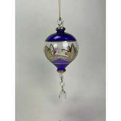 Item 186244 Deep Purple With Crystal Gold Etch Ornament