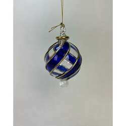 Item 186283 Cobalt Blue Sm Gold Stripped Ornament