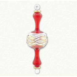 Item 186377 Christmas Red/Clear/Gold Double Scepter With Etching Ornament