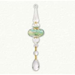 Item 186394 Green/Clear Finial With Drops Ornament