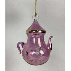 Item 186401 Pink Clear Etch Teapot Ornament