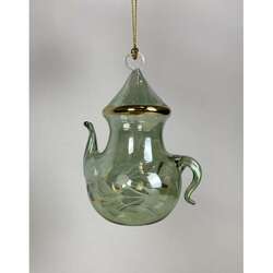 Item 186402 Green Clear Etch Teapot Ornament