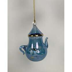 Item 186403 Blue Clear Etch Teapot Ornament