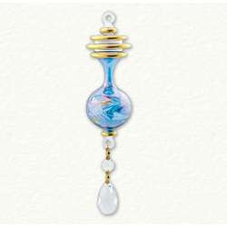 Item 186435 Blue/Clear/Gold Bottle Shape With Drops Ornament