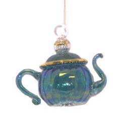 Item 186459 Small Green Teapot With Swirls Ornament