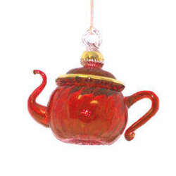 Item 186462 Glass Red Small Teapot Ornament