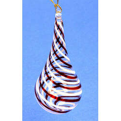 Item 186577 Red/White Striped Raindrop Ornament