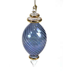 Item 186652 Blue Swirl Finial With Rings Ornament