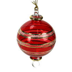 Item 186672 thumbnail CHRISTMAS RED STRIPED BALL ORN