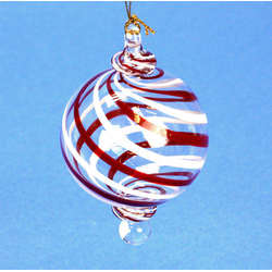 Item 186727 Red White Striped Ball Ornament