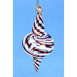 Item 186752 Red White Striped Finial With Double Points Ornament
