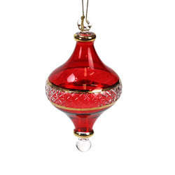 Item 186755 XMAS RED/CLEAR/GOLD DIAMOND ORN