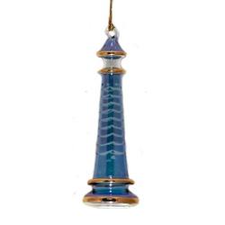 Item 186886 thumbnail Blue Lighthouse With Frosted Arch Ornament