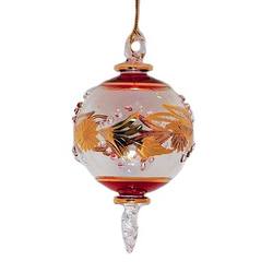 Item 186905 thumbnail Christmas Red/Gold Etched Ball With Twist Drop Ornament