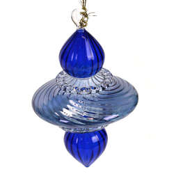 Item 186938 BLUE ORGANIC LUSTER DISC WITH BULB POINTS ORN