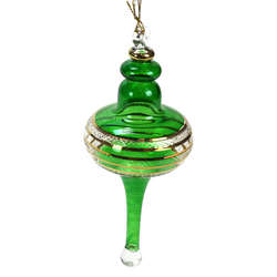 Item 186946 Christmas Green/Clear/Gold Flat Disc With Long Point Ornament