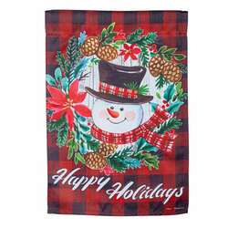 Item 191028 Happy Holiday Snowman Suede Garden Flag