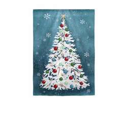 Item 191037 White Christmas Tree Linen Garden Flag