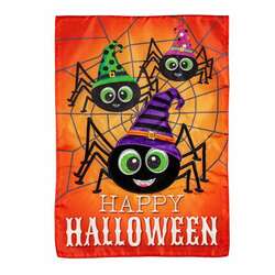 Item 191041 Happy Halloween Spiders Applique Garden Flag