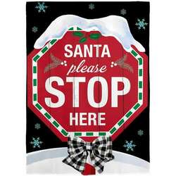 Item 191084 thumbnail Santa Please Stop Here Applique Garden Flag