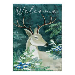 Item 191086 thumbnail Woodland Deer Welcome Applique Garden Flag