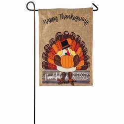 Item 191206 Thankful/Blessed Turkey Garden Burlap Flag