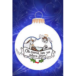 Item 202133 Oh Come Let Us Adore Him/Jesus With Animals Ornament