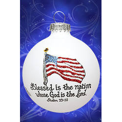 Item 202177 thumbnail Blessed Is The Nation Whose God Is The Lord Psalm 33:12 Scripture/Flag Ornament