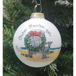 Item 202183 Outer Banks Beach Chair With Christmas Wreath Ornament