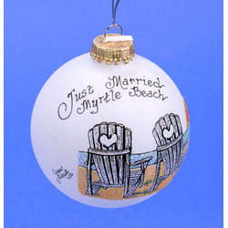 Item 202186 thumbnail Just Married Adirondack Beach Chair Ornament - Myrtle Beach