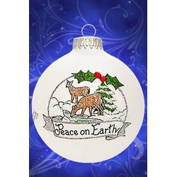 Item 202195 Peace On Earth/Deer With Snow/Holly Ornament