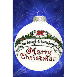 Item 202207 Merry Christmas Text With Thanks For Being A Wonderful Friend Banner Ornament
