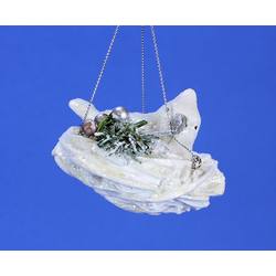 Item 203081 White/Silver Cardinal In Nest Ornament