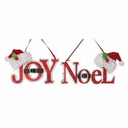 Item 203124 Red/White Joy/Noel With Santa Hat Ornament