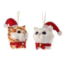 Item 203139 Orange/White Kitten With Santa Hat Ornament
