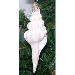 Item 220049 White Spindle Shell Ornament