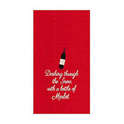 Item 231181 Dashing Through the Snow With A Bottle of Merlot Kitchen Towel
